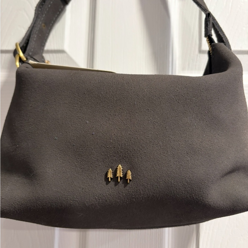 Portland leather gray suede shoulder slouchy bag
